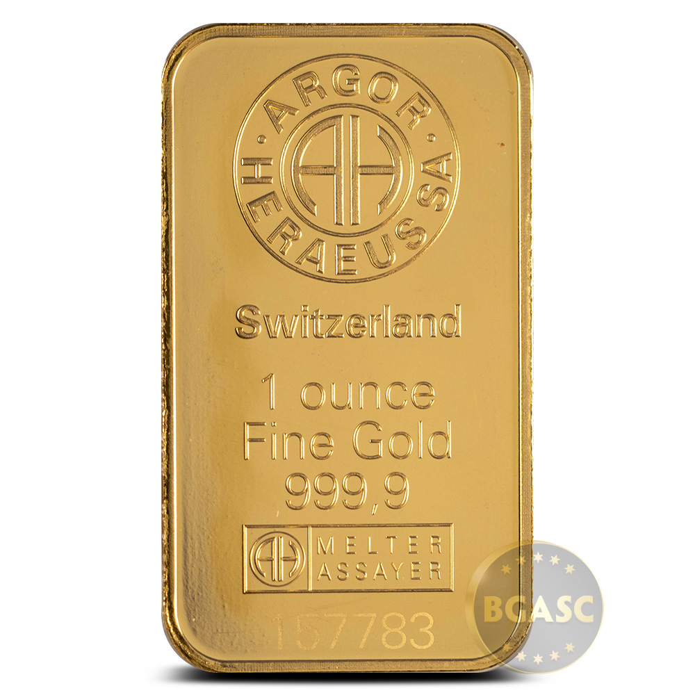 1 oz Argor Heraeus Kinebar Gold Bar (New w/ Assay) l BGASC™