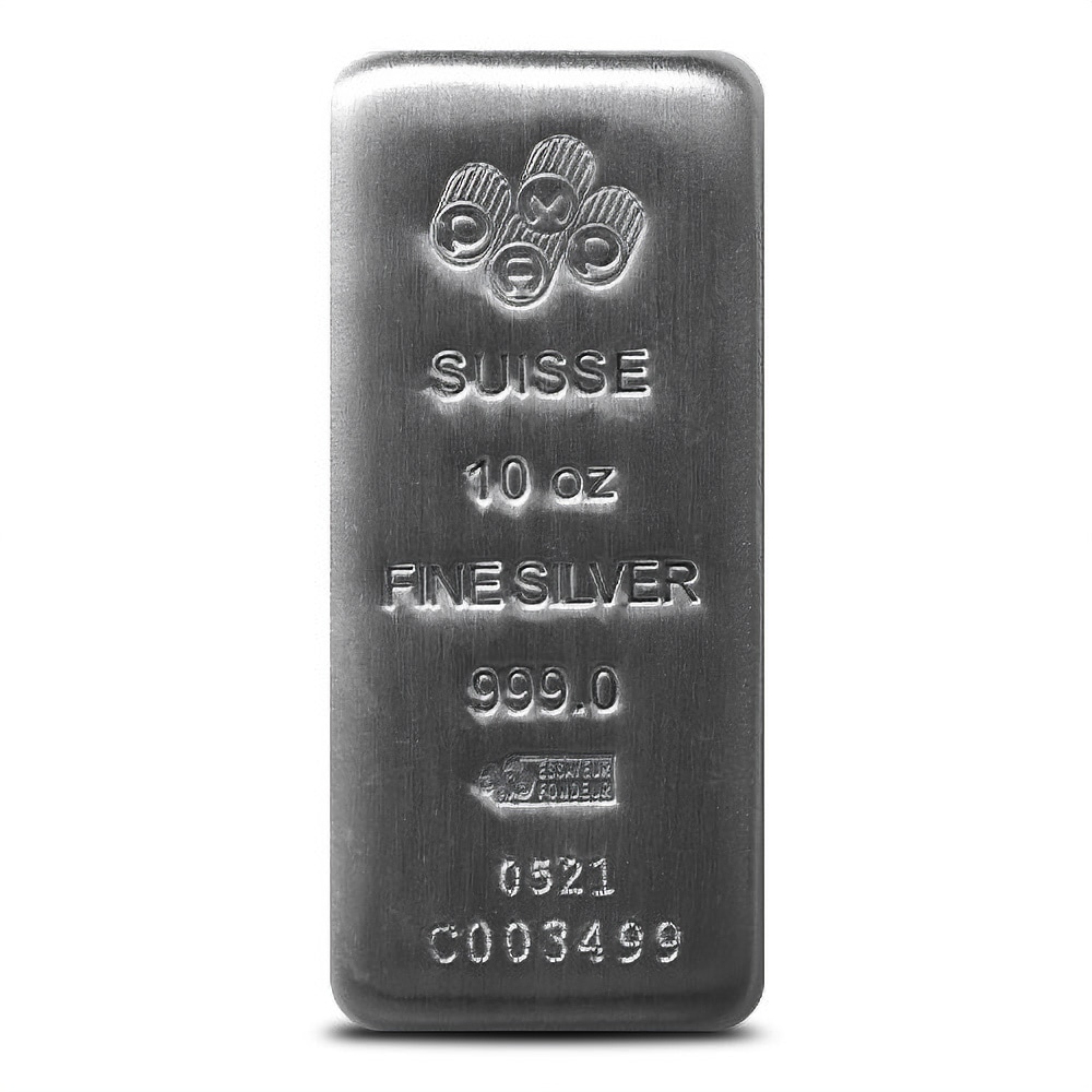 10 Oz Pamp Suisse Cast Silver Bar (w  Assay) L Bgasc™