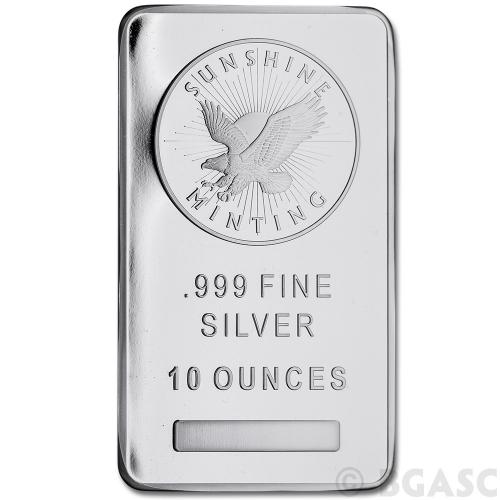 10 Oz Sunshine Silver Bar (New, MintMark SI) L BGASC™